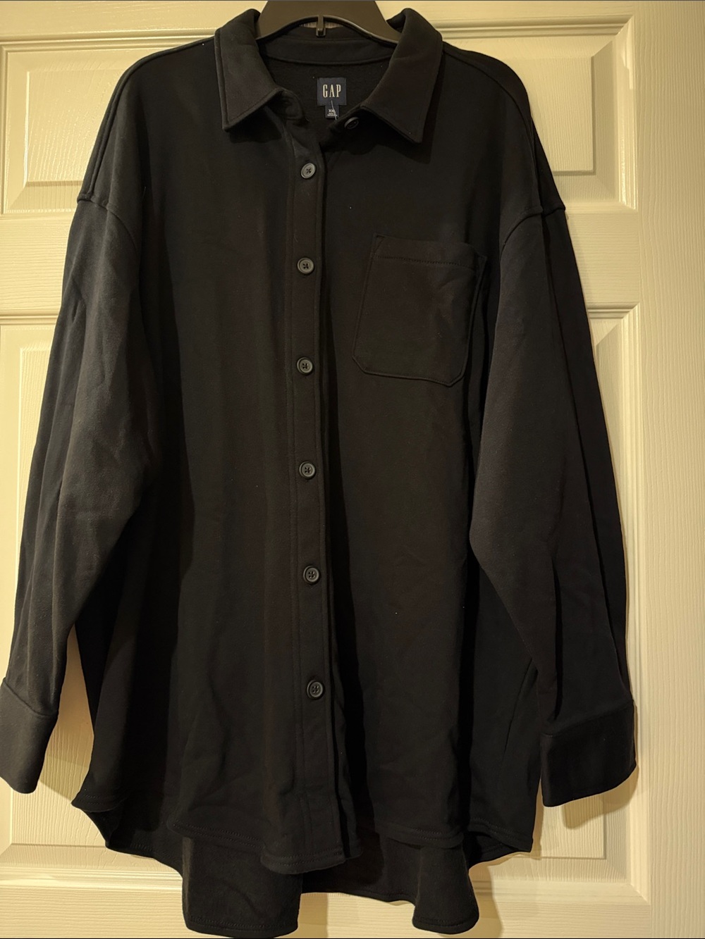 GAP Black Button-Front Shirt Jacket Polar Fleece